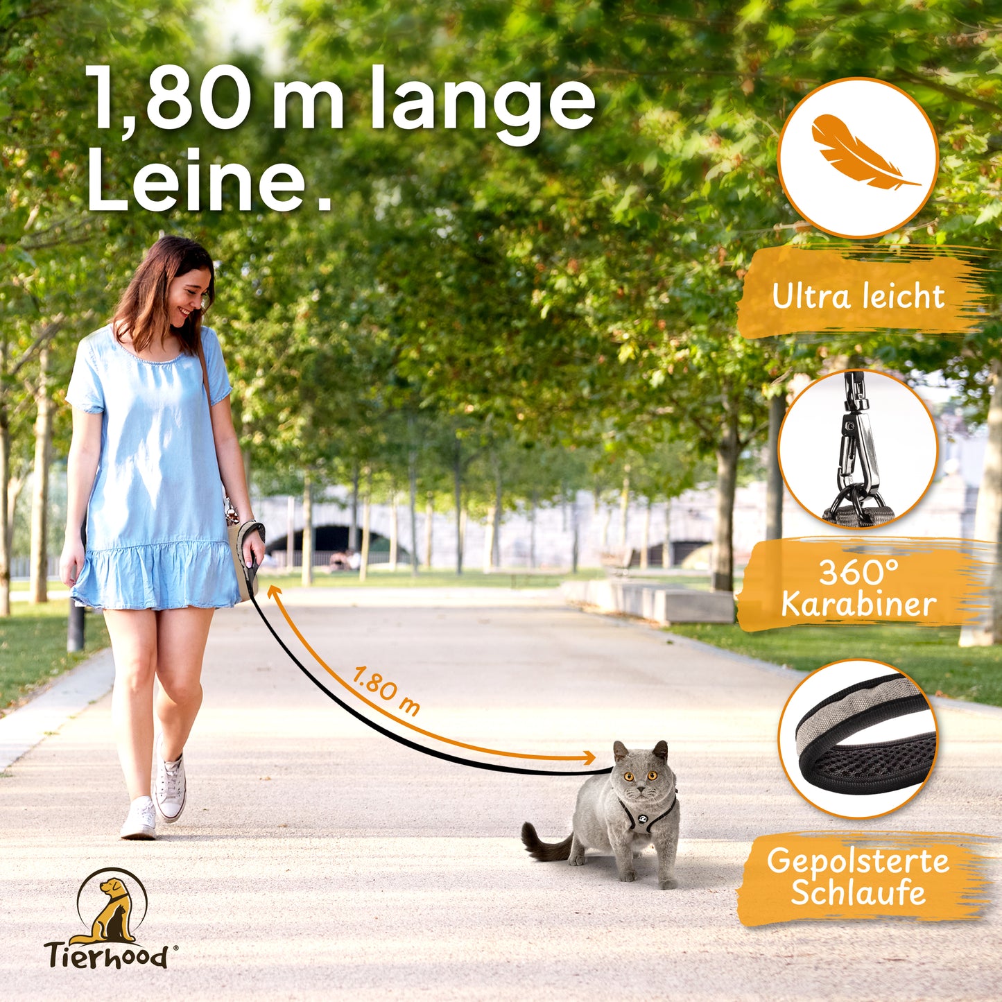 Softgeschirr für Katzen inkl. 1.8m Katzenleine